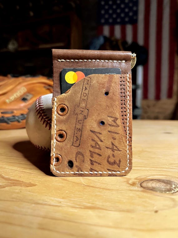 Handcrafted Baseball Glove Wallet with Money Clip