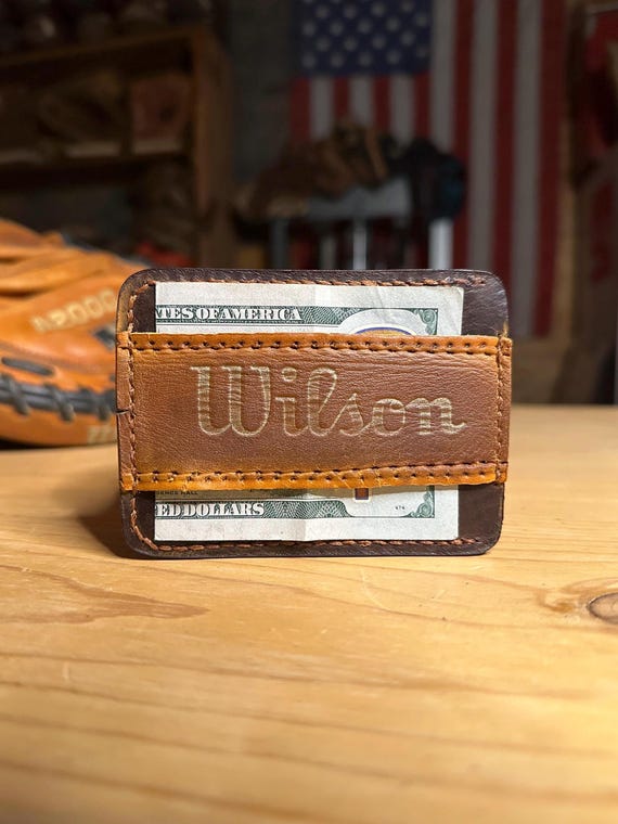 Handcrafted Wilson Baseball Glove Leather Card Holder Wallet