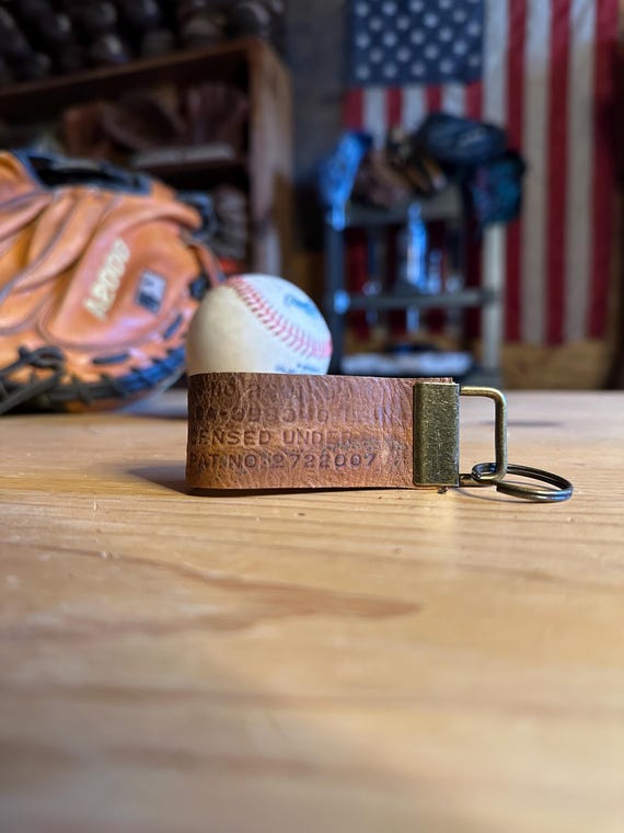 Baseball Glove Leather Keychain Key Fob