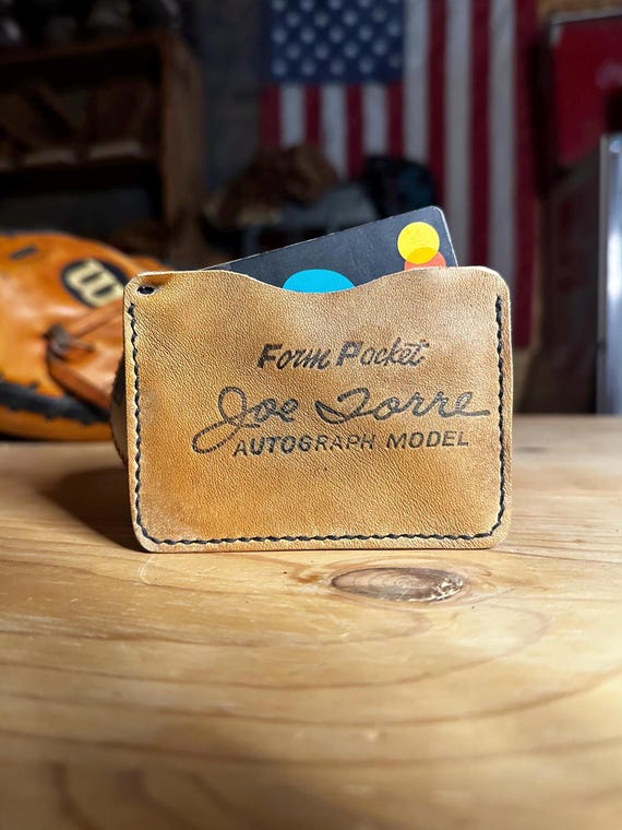 Handcrafted Joe Torre Baseball Glove Leather Card Holder Wallet