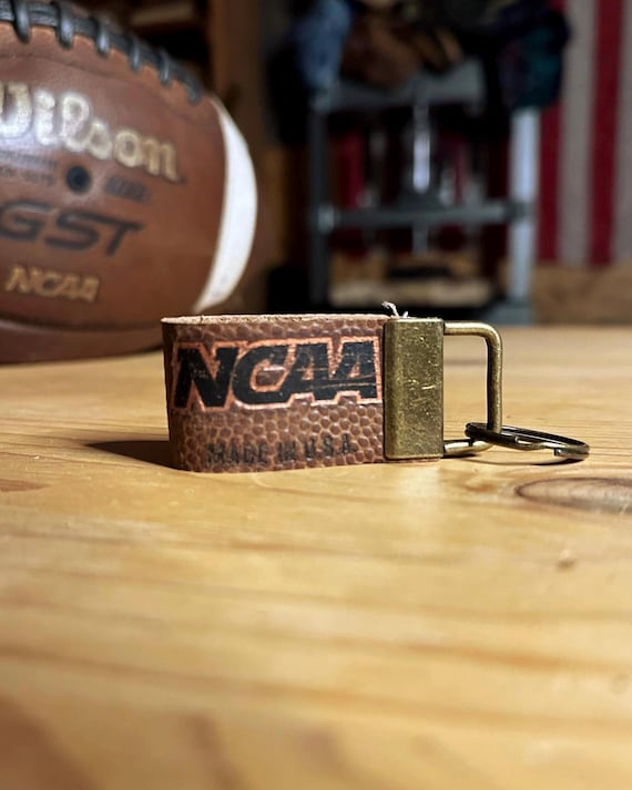 Football Leather Keychain Key Fob - Wilson NCAA Football