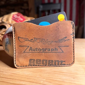 Cartera para tarjetas de cuero con forma de guante de béisbol de Phil Rizzuto, hecha a mano