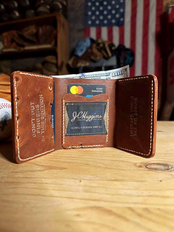 Handcrafted Baseball Glove Trifold Wallet
