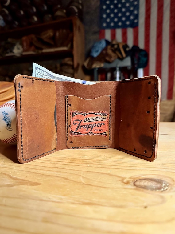 Handcrafted Baseball Glove Trifold Wallet - Vintage Rawlings Glove