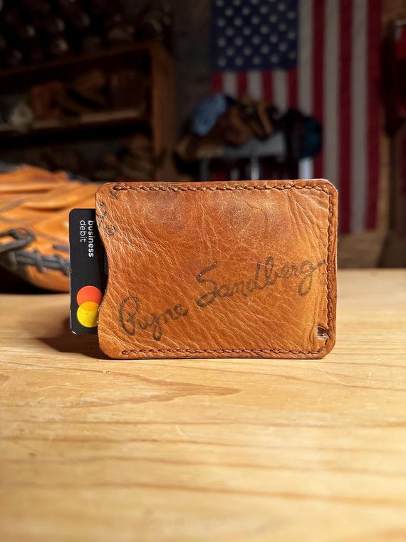 Ryne Sandberg Baseball Glove Leather Wallet with Money Clip Card Case