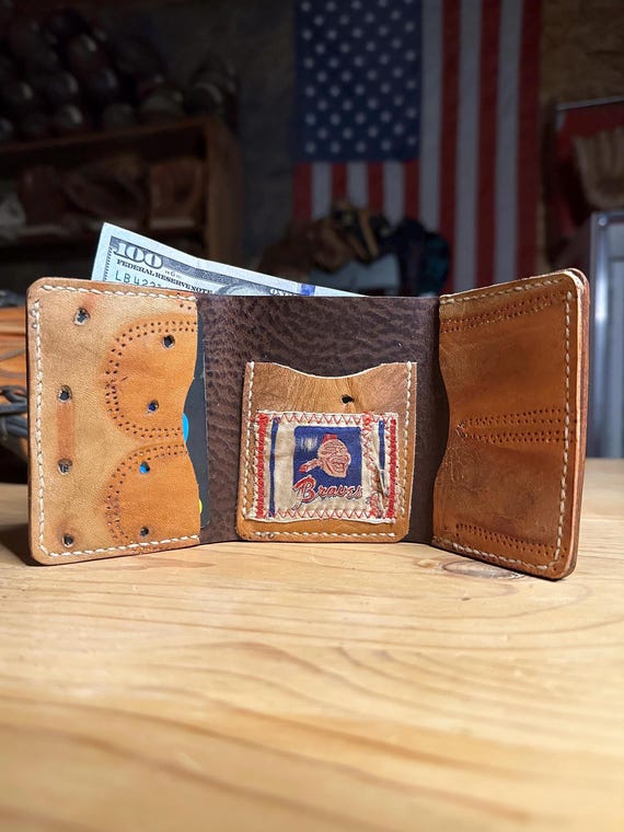 Handcrafted Baseball Glove Trifold Wallet
