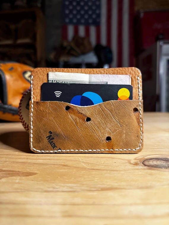 Handcrafted Rawlings Baseball Glove Leather Card Holder Wallet