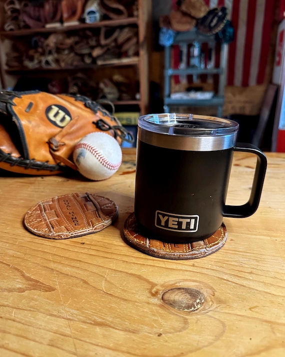 Vintage Baseball Glove Leather Coasters (Set of 2)