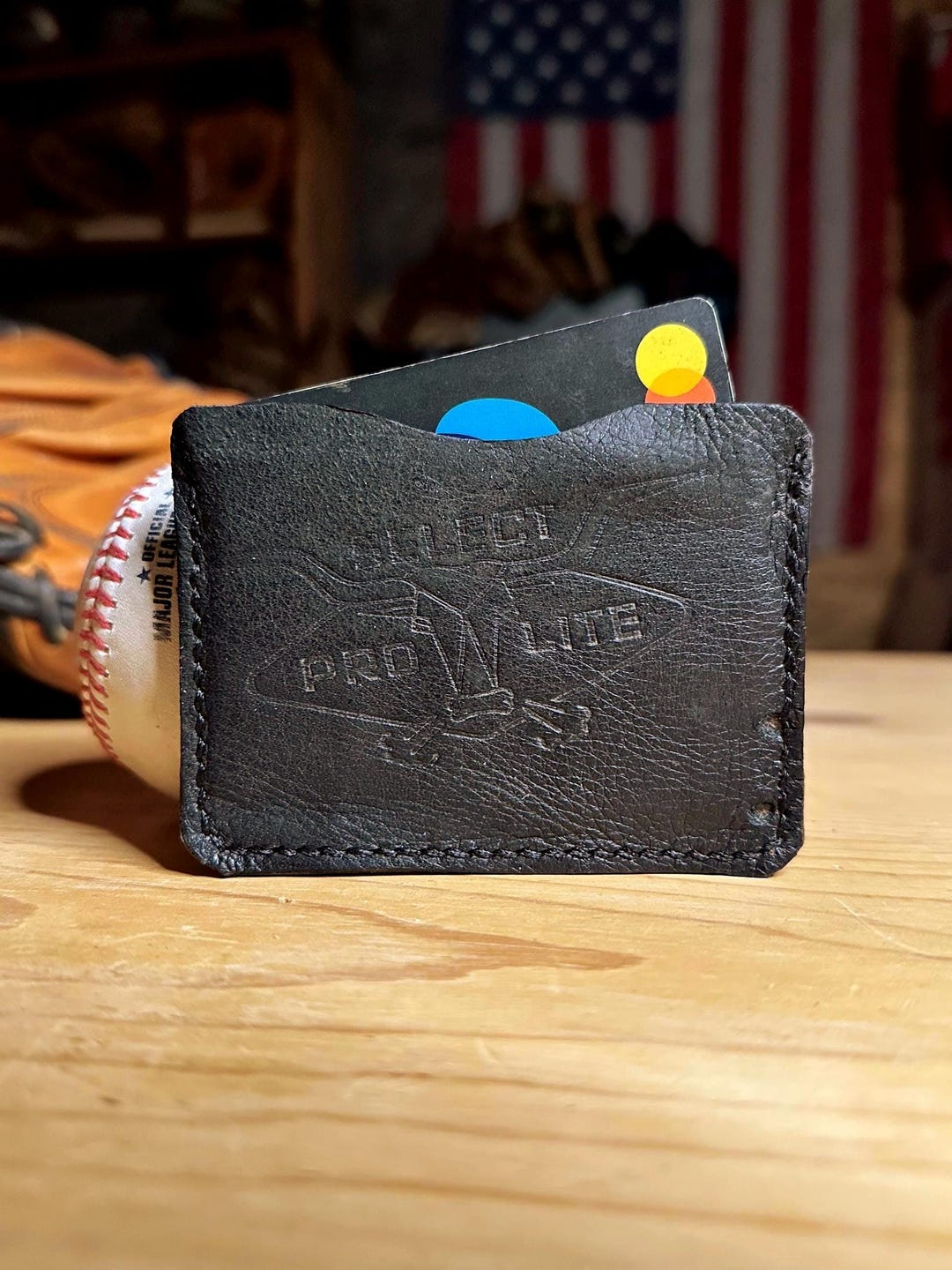 Baseball Glove Leather Wallet With Cash Strap - Rawlings - Etsy