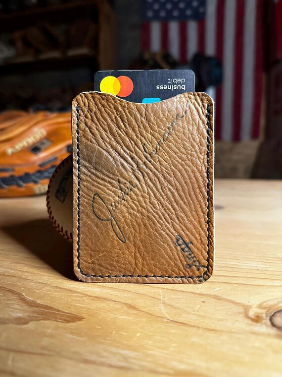 Jackie Robinson Baseball Glove Leather Wallet with Money Clip
