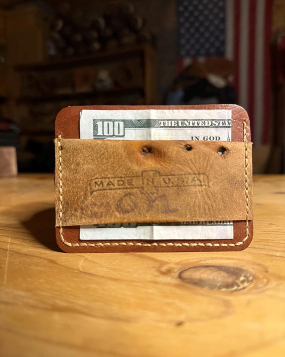 Baseball Glove Leather Card Holder Wallet with Cash Strap - MacGregor Glove