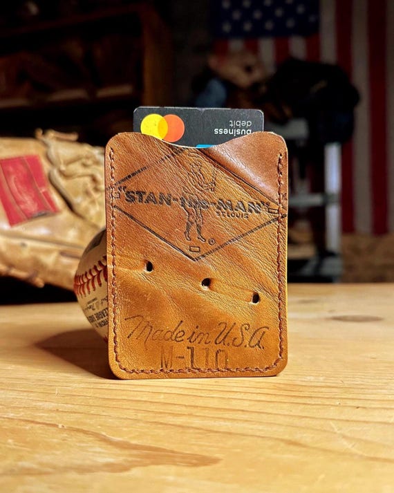 Stan Musial Baseball Glove Leather Wallet with Money Clip Card Case
