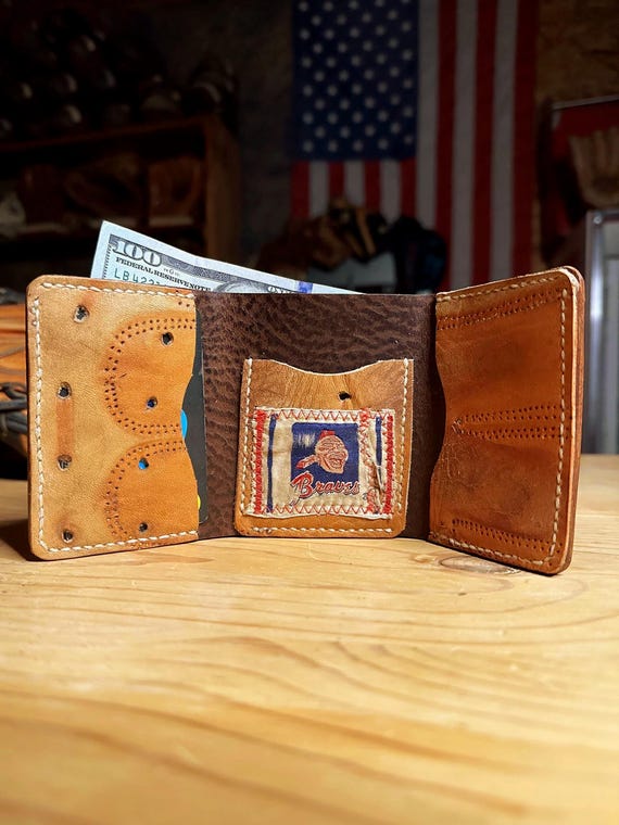 Handcrafted Baseball Glove Trifold Wallet