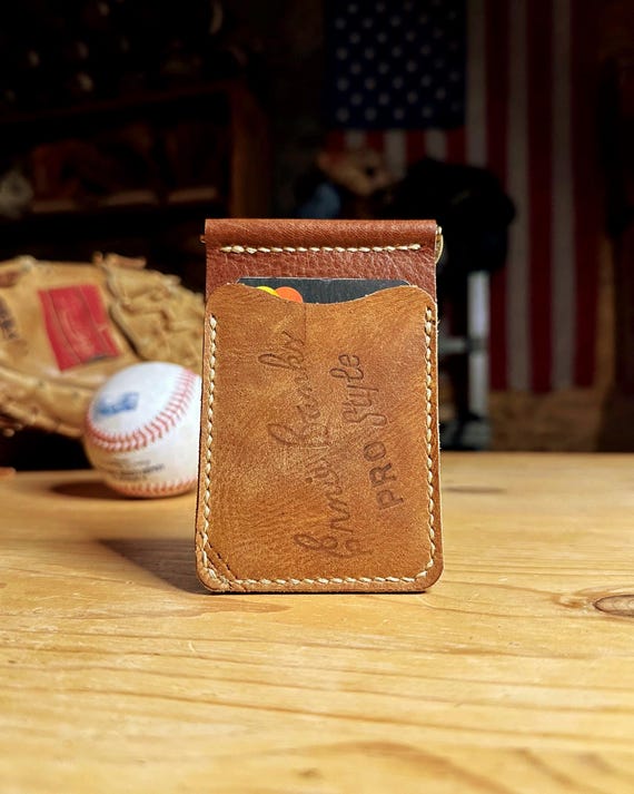 Ernie Banks Handcrafted Baseball Glove Wallet with Money Clip - Wilson Glove