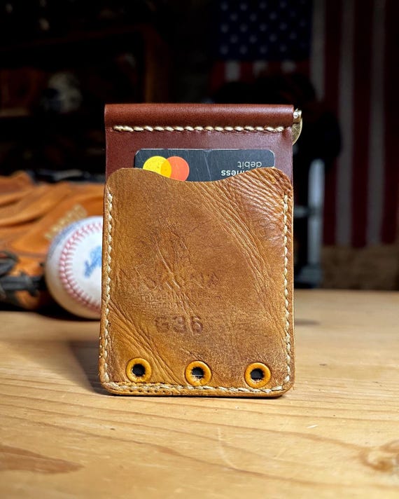 Handcrafted Nokona Glove Baseball Wallet with Money Clip