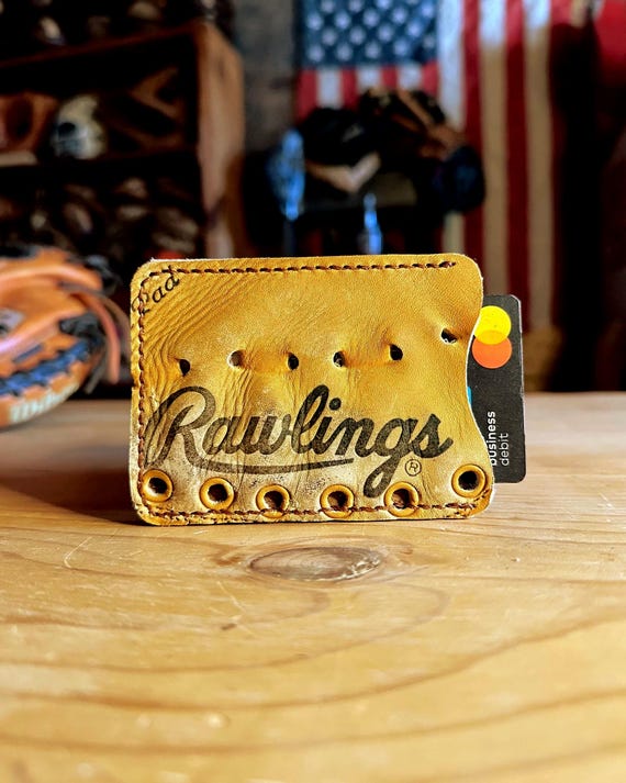 Handcrafted Baseball Glove Leather Wallet with Money Clip - Rawlings Glove