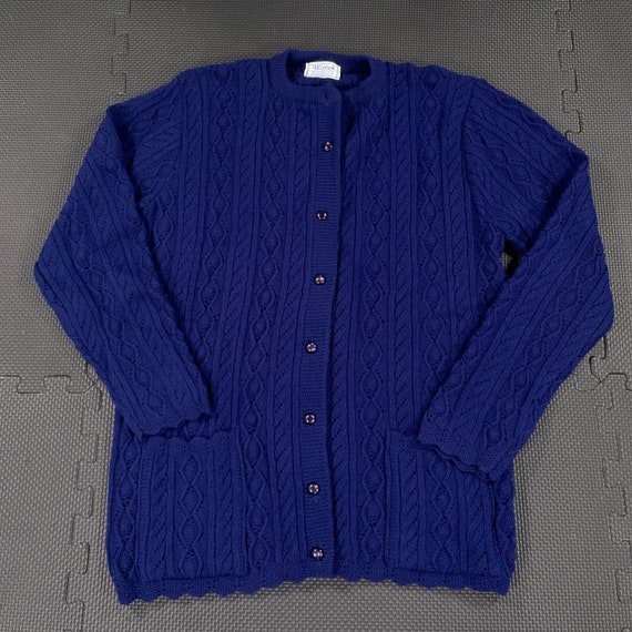Vintage Pastel Blue Knitted Cardigan Knit Sweater 70s 80s