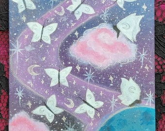 Celestial sky- butterflies and blue moon print