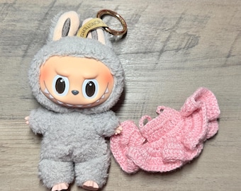 Light Pink Ruffled Dress for Labubu Doll | Big Into Energy & Exciting Macaron | Handmade Outfit