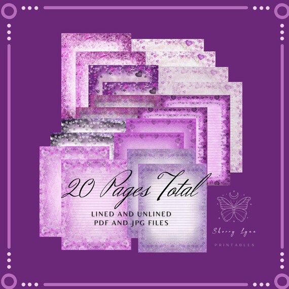 Purple Hearts Junk Journal Diary Scrapbook Printable Paper - Etsy