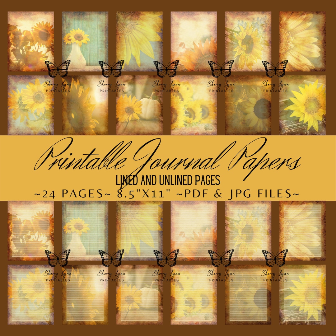 Sunflower 2 Printable Junk Journaling Scrapbook Paper PDF - Etsy