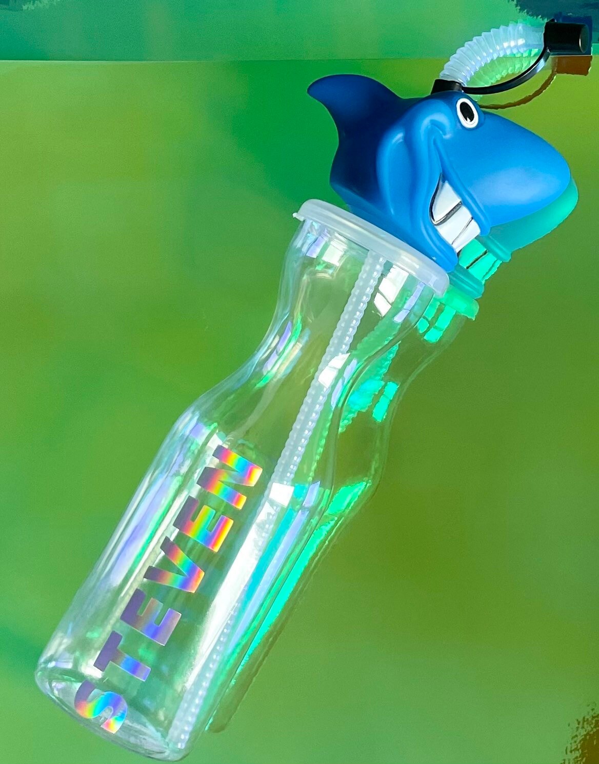 Personalised shark water bottle/drinking bottle...Blue... Etsy