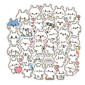 Lot de 40 stickers lapins roses et blancs | autocollant kawaii | Lapin mignon | autocollant animal | Journal de bord, téléphone, décoration d'ordinateur portable