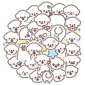 40 autocollants blancs pour chiot | autocollant kawaii | Stickers pour agenda de journalisation | Décoration de téléphone portable | Sticker chien mignon