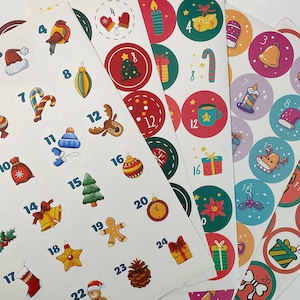 Christmas Stickers | Advent Calendar Stickers | December Countdown Stickers | Planner, Card, Kiss-Cut
