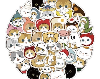 Pacote de adesivos de gato fofo com 40 peças | Adesivo kawaii | Adesivo de gato de desenho animado | Decoração para diário, agenda, planejador, telefone, laptop