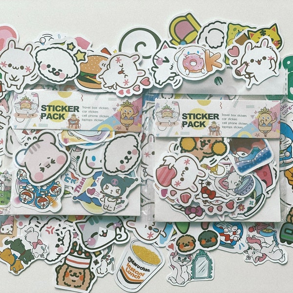 40 PCS Mixed Random Cute Sticker Pack | Kawaii Sticker | Animal Sticker | Journaling Diary Stickers | Laptop Decoration
