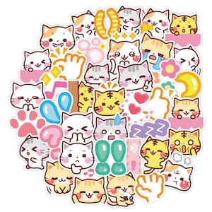 Lot de 40 autocollants pour chatons | autocollant kawaii | Sticker chat mignon | Décoration de journal, agenda, agenda, téléphone, ordinateur portable