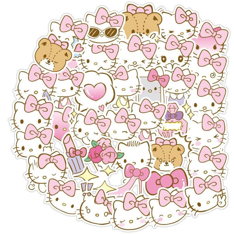 40 PCS Pink Hello Kitty Sticker Pack Kawaii Sticker - Etsy