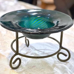 Art Glass Bowl, Art Glass Gift,  Decorative Bowl, Pedestal Dish, Handmade Blown Glass Bowl