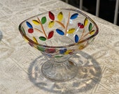 Italian Decorative Glass, Laurus Glass Bowl, Cut Crystal bowl, Colorful glass bowls, Venetian Due Zeta Bowl