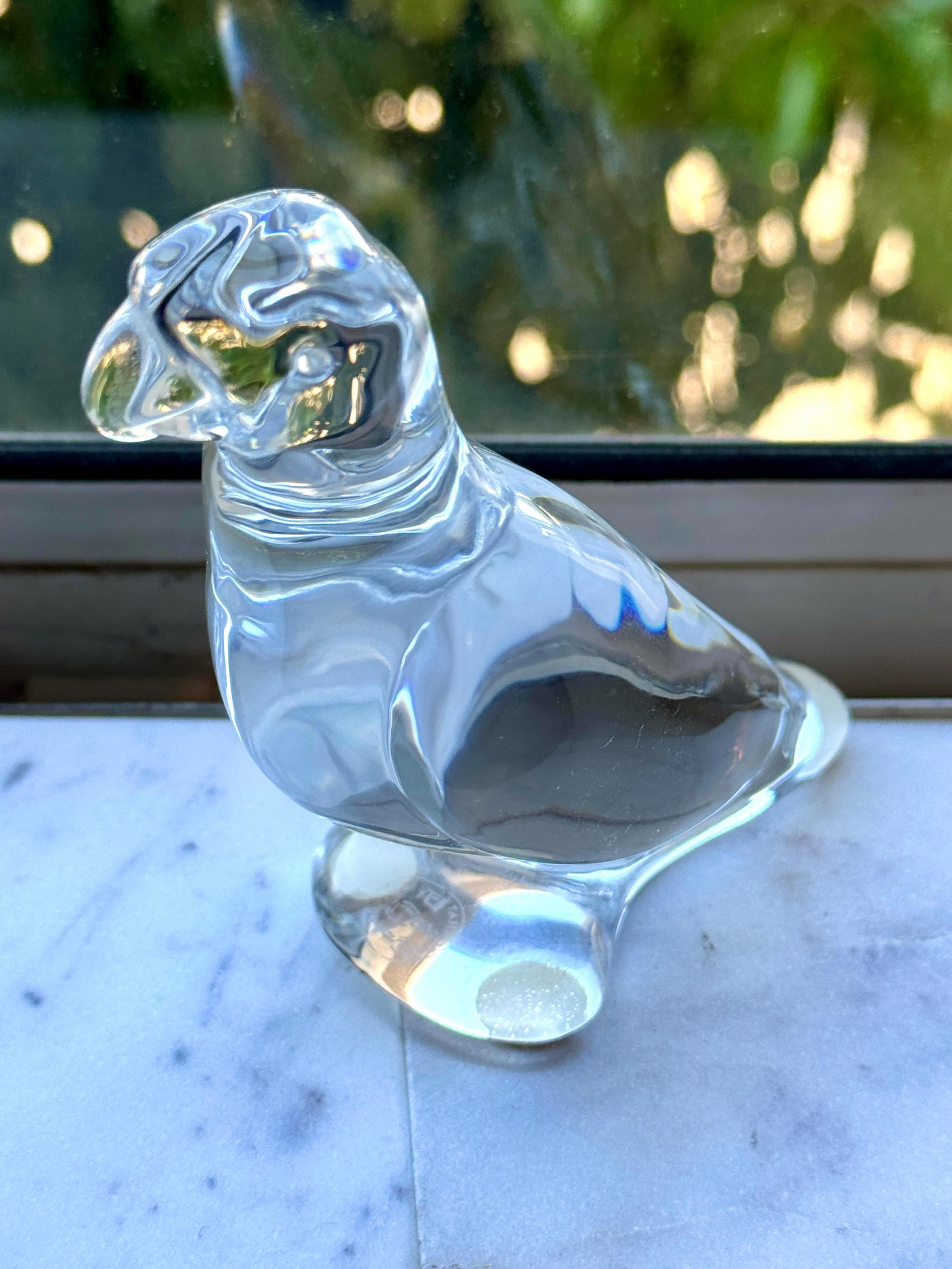Baccarat Crystal Art Glass Sculpture Parrot Bird, Crystal Figurine