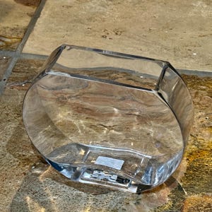 Clear Glass Moon Vase Medium, Glass Flower Vase, Clear Flower Vase, Moon Shape Flower Container, Flower Centerpiece Vase