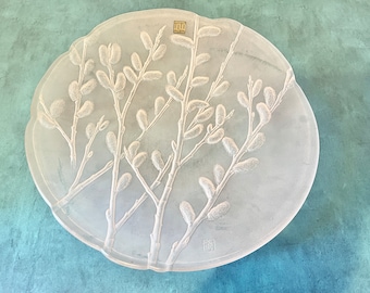 Hoya Crystal Platter Plate, Hoya Decorative Crystal Plate, Crystal Art Glass Plate