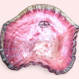 Art Glass Decorative Bowl Dish by Cristalleria Ottaviano, Made in Italy, Decorative Hand Blown Glass Bowl, Pink Murano Bowl