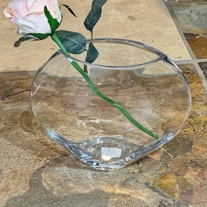 Clear Glass Moon Vase Large, Glass Flower Vase, Clear Flower Vase, Moon Shape Flower Container, Flower Centerpiece Vase