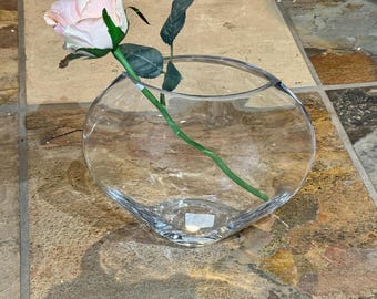 Clear Glass Moon Vase Large, Glass Flower Vase, Clear Flower Vase, Moon Shape Flower Container, Flower Centerpiece Vase