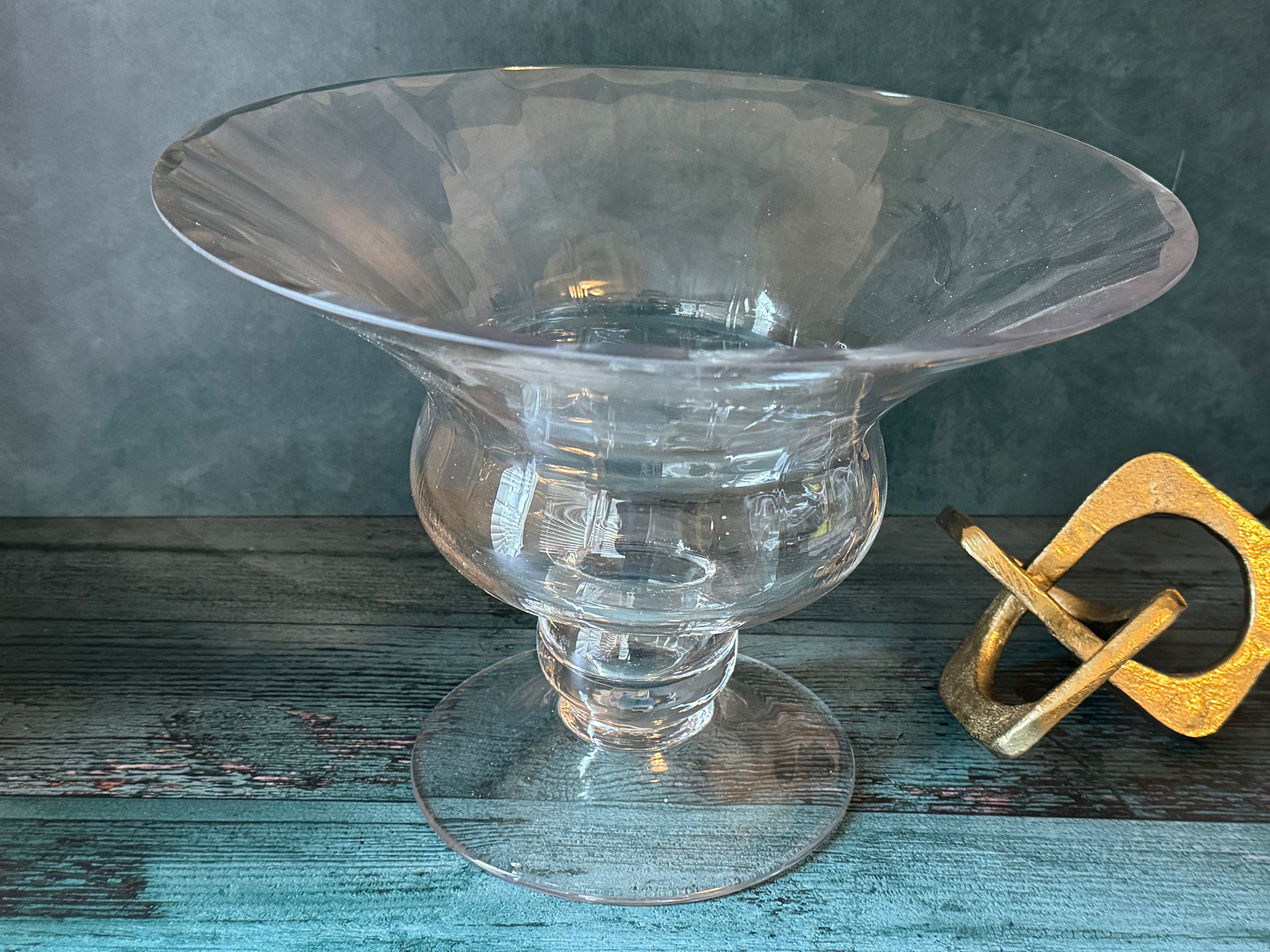 Large Glass Pedestal Bowl 12 Inch