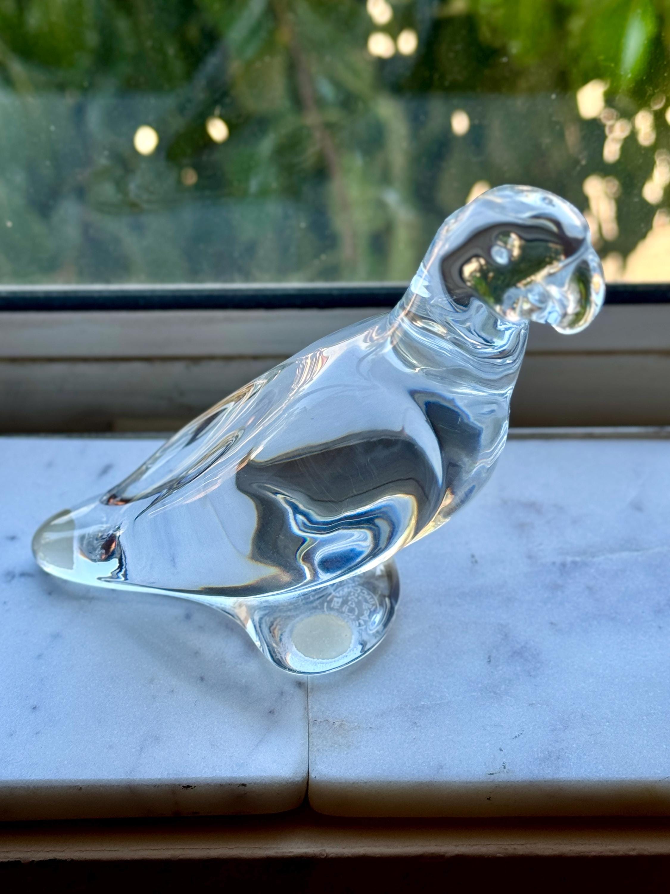 Baccarat Crystal Art Glass Sculpture Parrot Bird, Crystal Figurine