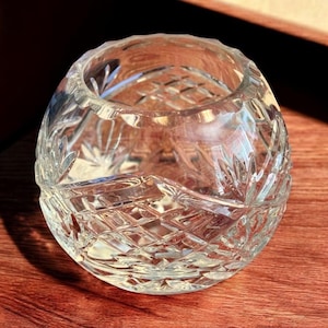 Medium Crystal Rose Bowl, Cut Crystal Bowl, Crystal Candy Dish, Bohemian Crystal, Anniversary Gift, Decorative Bowl