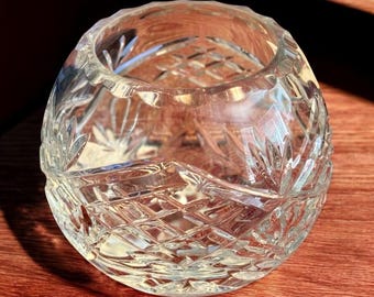 Medium Crystal Rose Bowl, Cut Crystal Bowl, Crystal Candy Dish, Bohemian Crystal, Anniversary Gift, Decorative Bowl