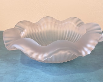 Frosted Crystal Bowl, Tabletop Crystal  Decorative Bowl,