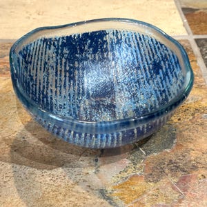 Art Glass Decorative Bowl, Blue Art Glass Bowl, Designer Art glass Bowl, Andreas Meyer Art Glass Bowl