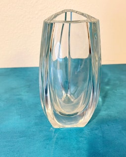 Baccarat Crystal Art Glass Triangle Vase, Art Glass, Baccarat Art