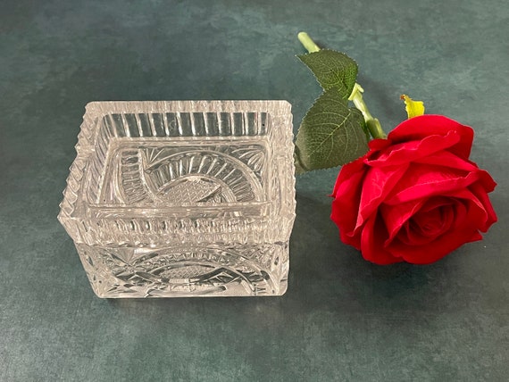 Cut Crystal Trinket Box, Czech Lead Cut Crystal Box, Bohemian Lead Crystal