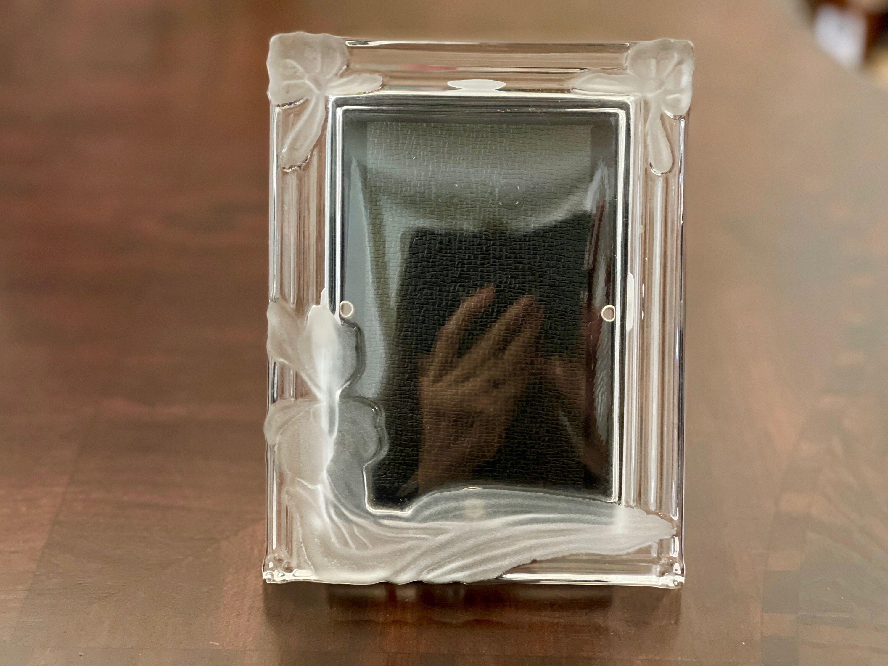 Vintage Crystal Picture Frame, Crystal Wedding Photo Frame, Frosted Crystal Wedding Frame